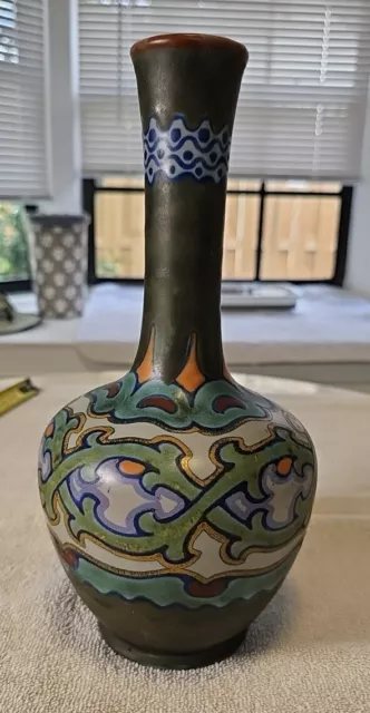 Vintage Aspeza Holland GOUDA Vase, Art Pottery, 12" tall no 1 of 30