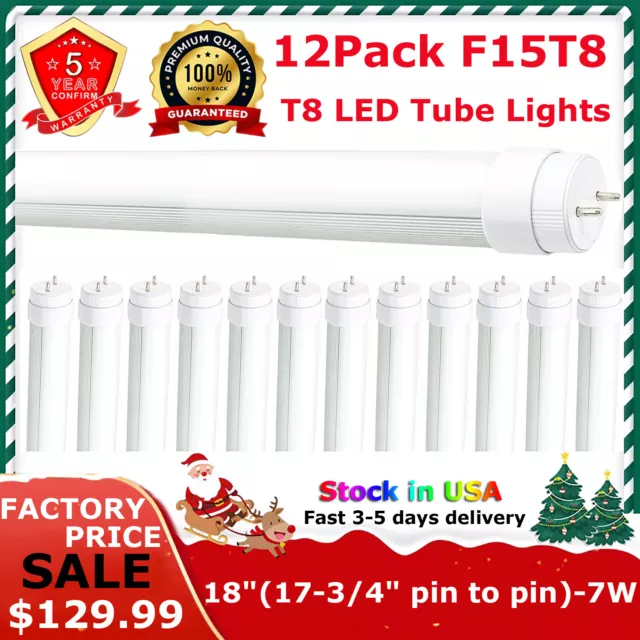 7W 18 Inch/ 18" T8 LED Tube Light Replacement 15W Fluorescent Bulb F15T12, F15T8