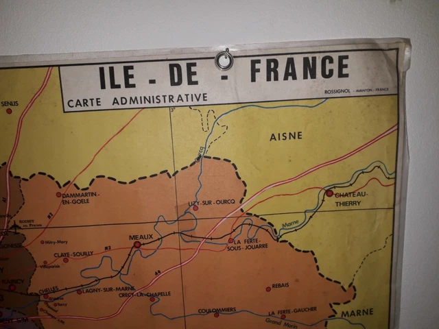 CARTE GÉOGRAPHIQUE SCOLAIRE Ile De France EUR 65,00 - PicClick FR