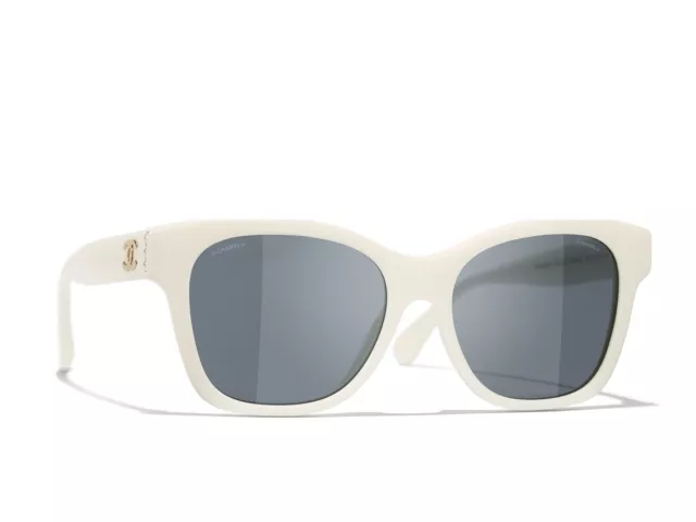CHANEL 5482H 1265/S4 Sunglasses Polished White w/ Glass Pearls