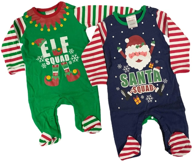 Tuta Bambino Natale Baby Grows Bambini Ragazze Santa Elf Xmas Pigiama Nuovo