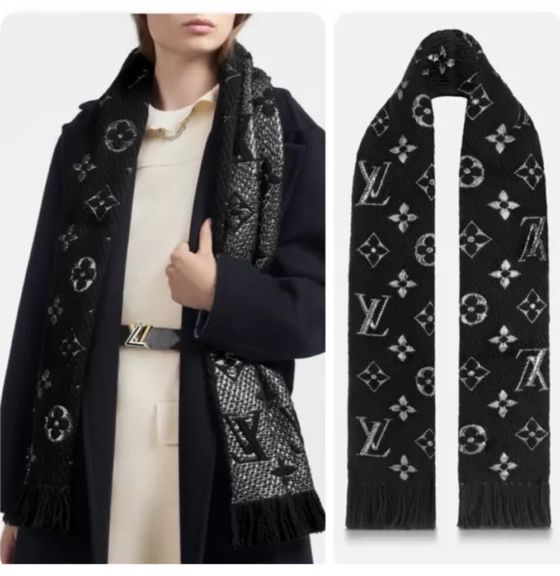 used Pre-owned Louis Vuitton Louis Vuitton Monogram Scarf Carre Embroidery Watermark White Men's Women's (Like New), Adult Unisex, Size: (LxW): 68cm x