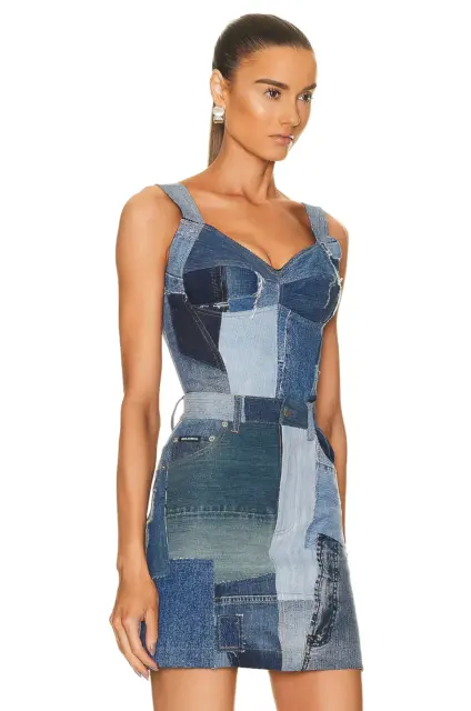 NWT $1,195 DOLCE & GABBANA Patchwork denim mini Skirt 40 4