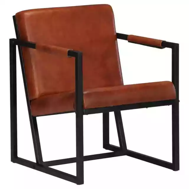 Armchair Brown Real Leather vidaXL