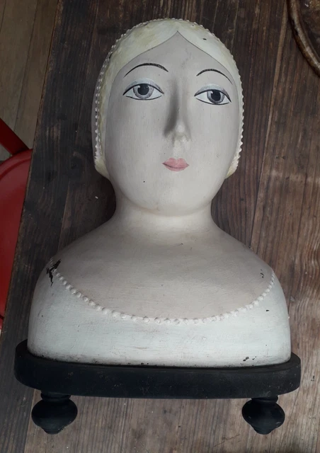 Tete de poupée vintage 1930 en composition papier maché carton bouilli - France