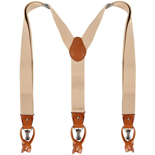 Unisex Adult Daily Y-Back Detachable Suspenders Fashion Clip Decor Elastic New