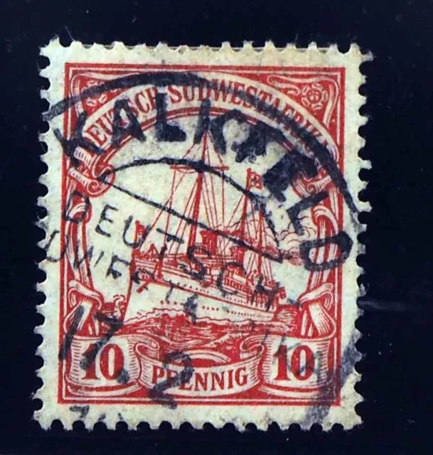 Dt. SW-Afrika Stpl.; "KALKFELD DSWA 17/2", K1 auf 10 Pfg., Pracht, MiNr. 26a