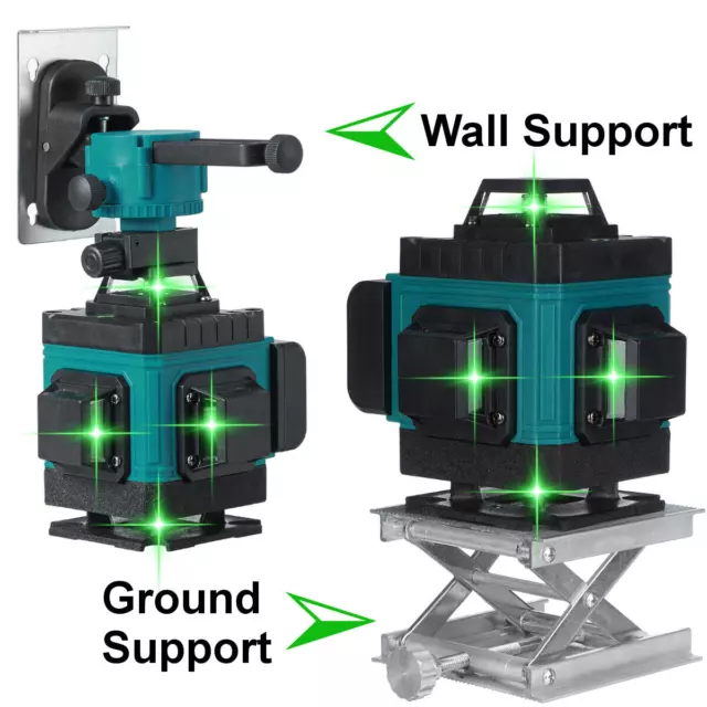 16 Lines Self Leveling Laser Level 4D Green Beam Automatic Rotary Measuring Tool