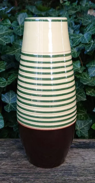 alte Keralit K35 Vase Blumenvase Keramikvase Keramik grün braun gelb gerippt