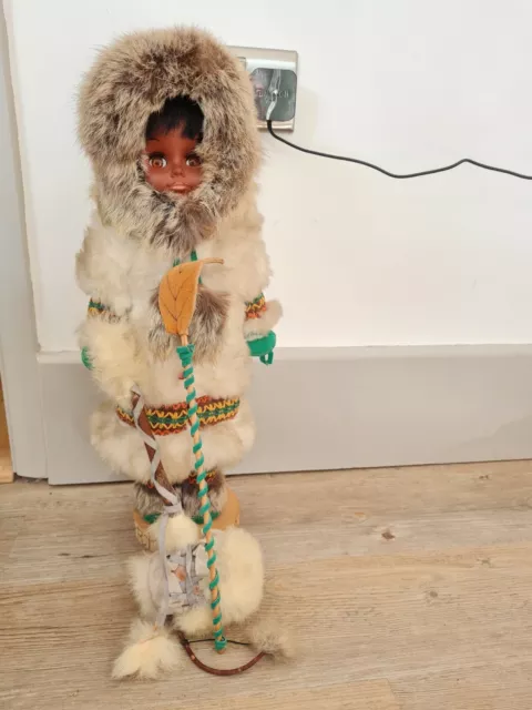 Vintage Retro Inuit Eskimo Standing Doll Regal Canada Child tall 20"