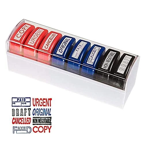 Self Inking Office Stamp Set Pre-Inked Message Account Stamp Home Office Busi...