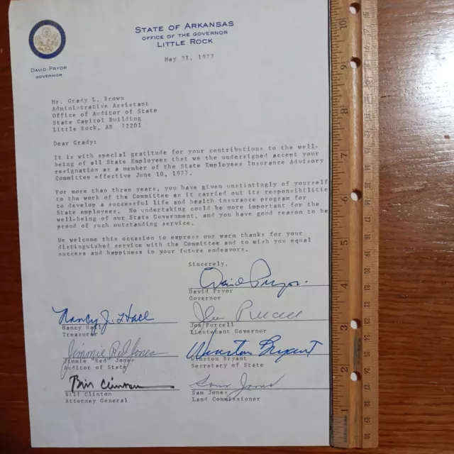 Arkansas Document With Signature Of Bill Clinton As Attorney General And...
