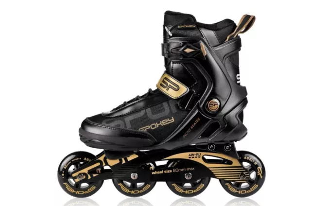 Spokey Prime Pro Inline Skates Adults Rollerblades Black / Gold UK Sizes