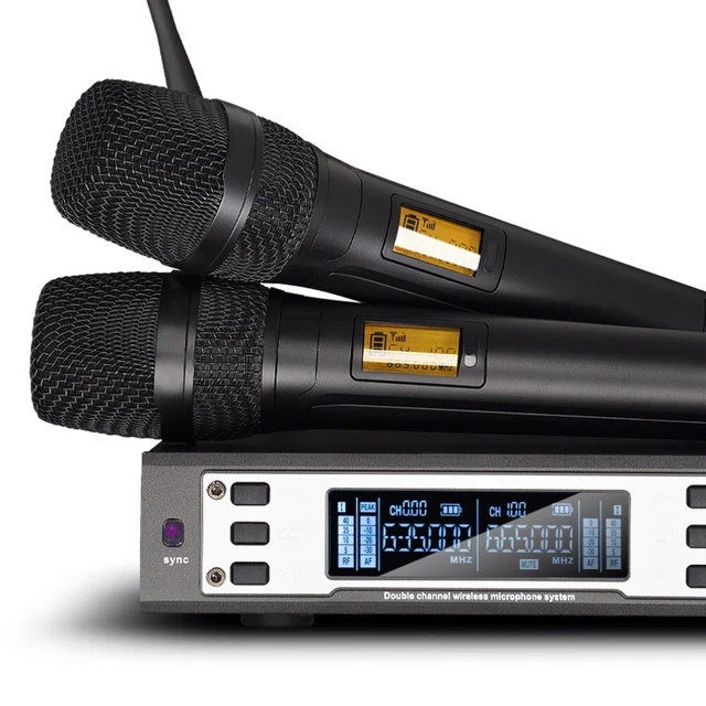 Set 2 Microfoni Wireless UHF Con Ricevitore Ricaricabile – Karaoke, DJ, Feste, Suono Nitido E Cancellazione Rumore