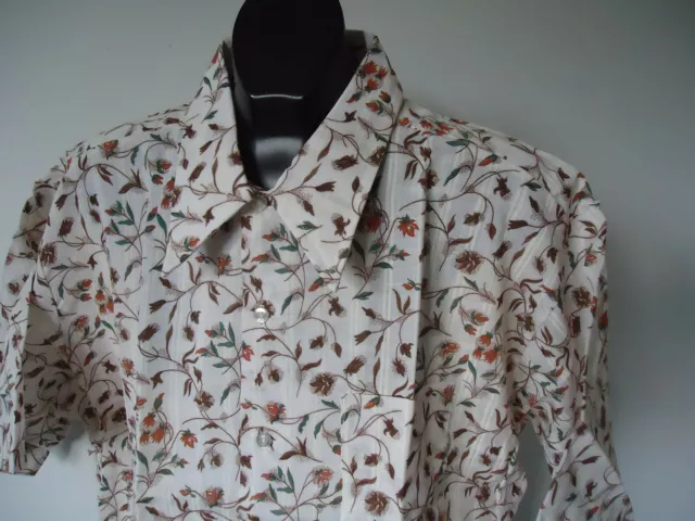 NOS VINTAGE 70s MENS floral printed SHIRT XL GEEK CHIC  BELLCRAFT