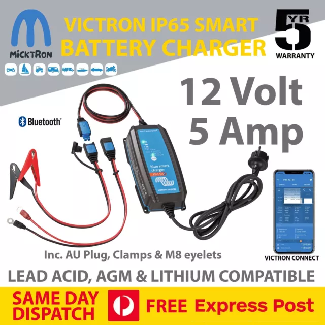 Victron Blue Smart IP65s 12V 5A Battery Charger 12/5 SLA LifePO4 - BPC120533014R