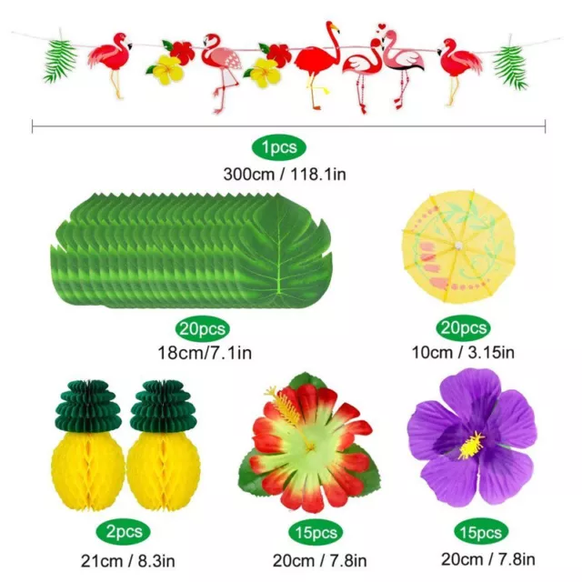 128x Hawaiian Party Decorations Grass Table Skirt Set for for Beach Summer Party 3