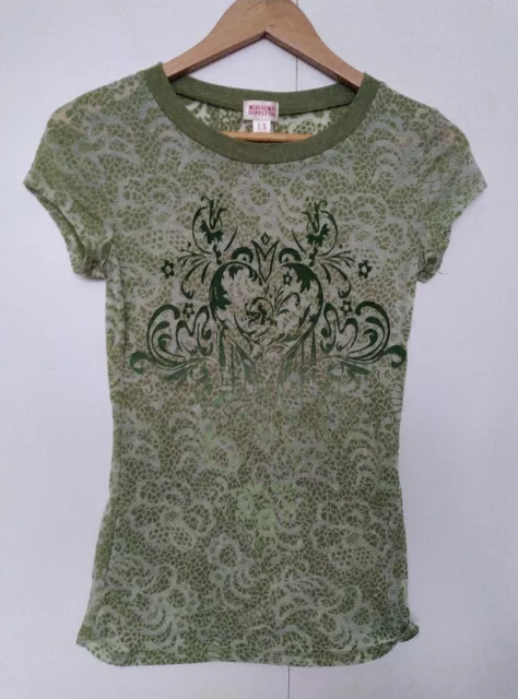 Light Green Summer Top T-shirt Short Sleeve S 10 8 Fun Festival Casual