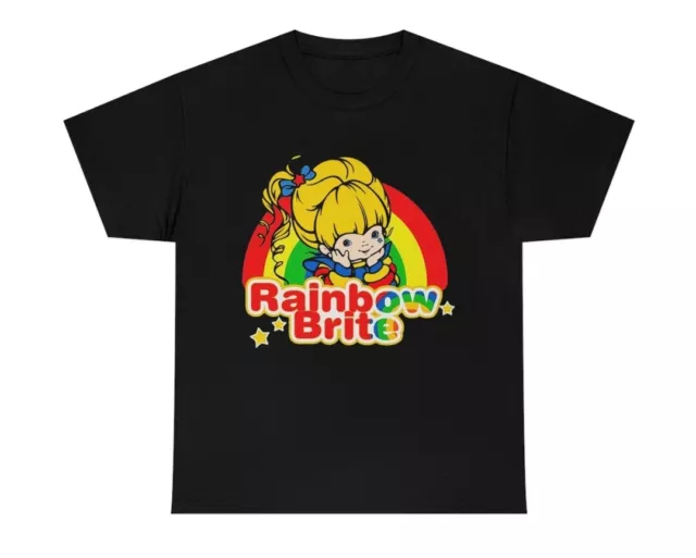 Rainbow Brite 80s Cartoon Unisex Heavy Cotton Black tee Retro