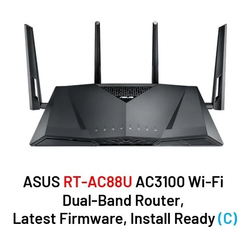 ASUS RT-AC88U AC3100 Wi-Fi Dual-Band Router, Latest Firmware, Install Ready (C)