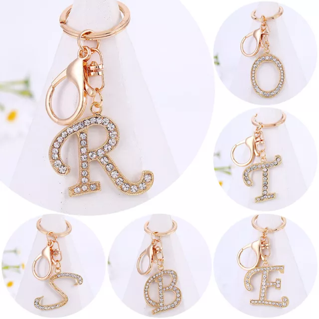 Diamante Bling Keyring English Letter Initial Alphabet Key Ring Accessories Gift