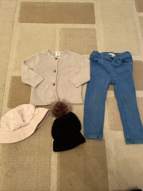 Pacchetto abbigliamento ragazze età 12-18 mesi jeans cappelli cardigan