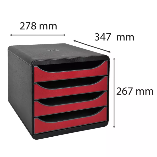 Exacompta Schubladenbox Big Box, 4 offene Schubladen, , Karminrot, 310718D 3