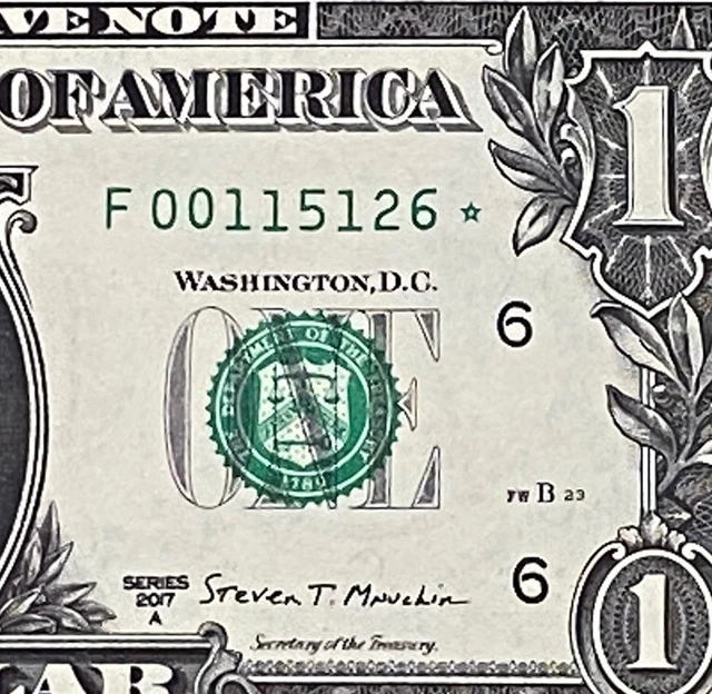 NEW Star note 2017A $1 DOLLAR BILL ( Atlanta F ) Low Serial Number ,UNCIRCULATED