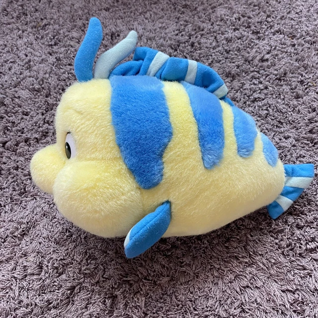 VINTAGE DISNEY LITTLE Mermaid Flounder Plush Fish Stuffed Animal Plush