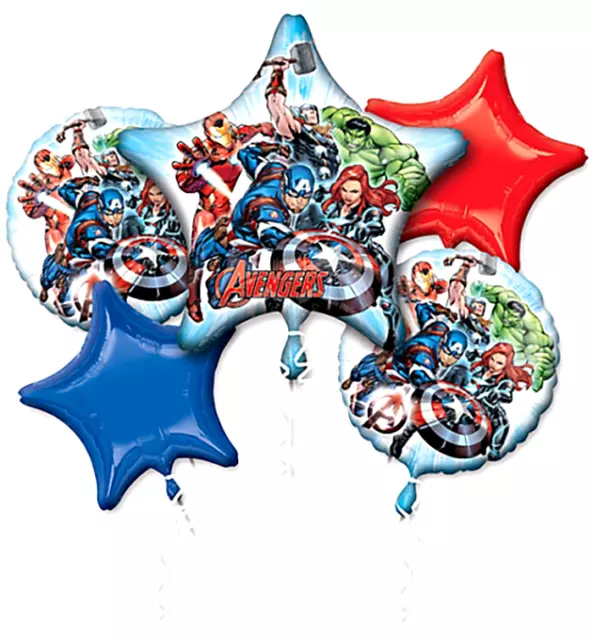 Avengers Balloon Bouquet Boys Birthday Decorations Party Supplies Favors ~ 5pc.