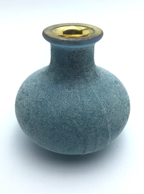 Jarrón de vidrio veneciano excavado Creación de oro y óxido arenado Made in... 2