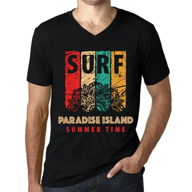 ULTRABASIC Homme Tee-Shirt Col V Surf D'Été Sur L'Île Paradisiaque Summer Time