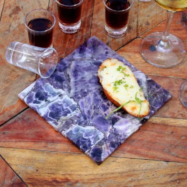 Amethyst Cheese Tray - Gemstone Board Platter Purple Agate Cheese Board Tray Art