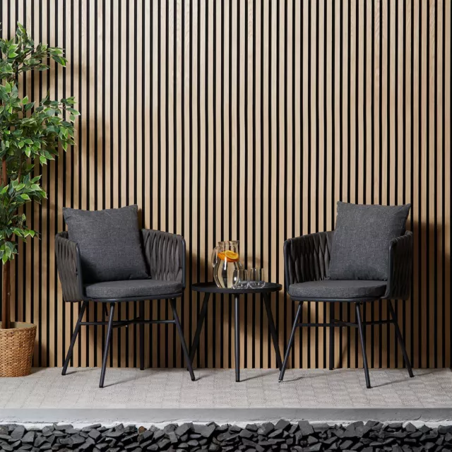 Gartenmöbel Set Poly Rattan Lounge Metall Grau Sitzgruppe 3 teilig Homestyle4u