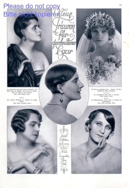 Neue Frisuren XL Seite von 1925 mit Fotoabbildungen 20er Jahre Frisör Haar Braut