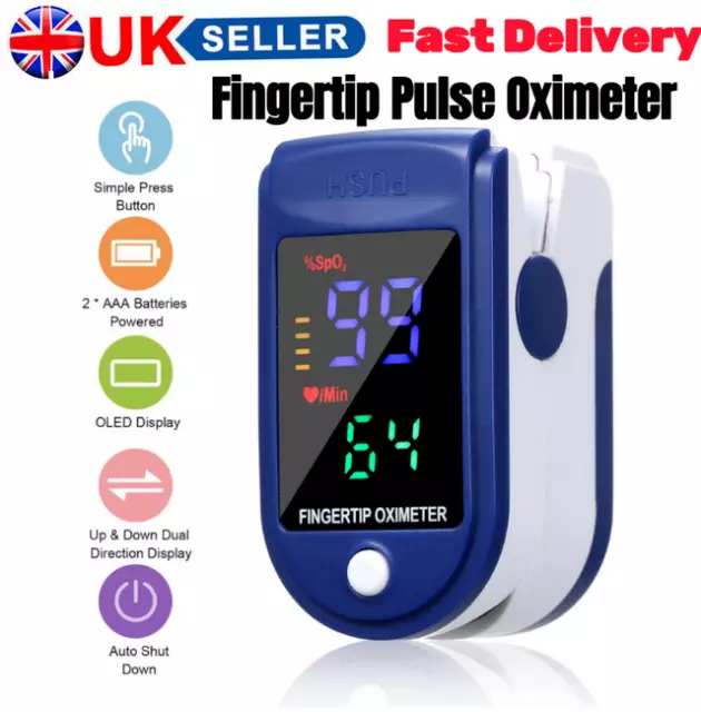 Fingertip Pulse Oximeter LED Display Blood Oxygen Saturation SpO2 Health Monitor