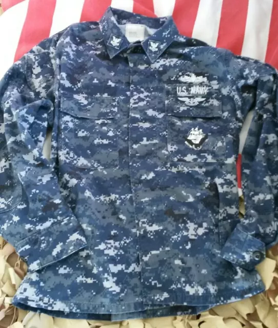 US NAVY Usn Marine Aor Nwu Digital Pattern Blouson Working Jacke Small Short