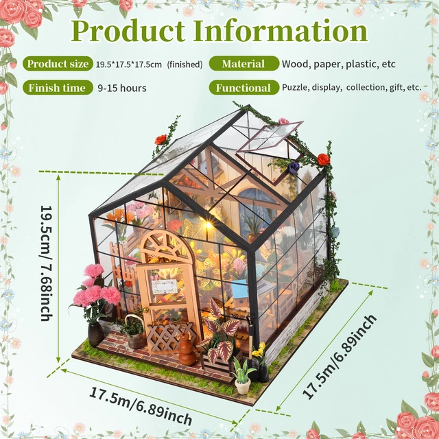 DIY MINIATURE DOLLHOUSE Kit 1:24 Scale 3D Miniature Flower House Kit ...