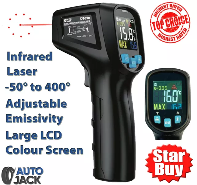 Infrared Thermometer Gun with Digital LCD Display Temperature Laser by Autojack