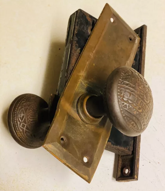 Antique Ornate Victorian Brass Door Hardware Knob Art Deco Nouveau from salvage