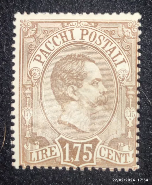 1884-86 Pacchi Postali RE Umberto I,Lire 1,75 Bruno MLH*