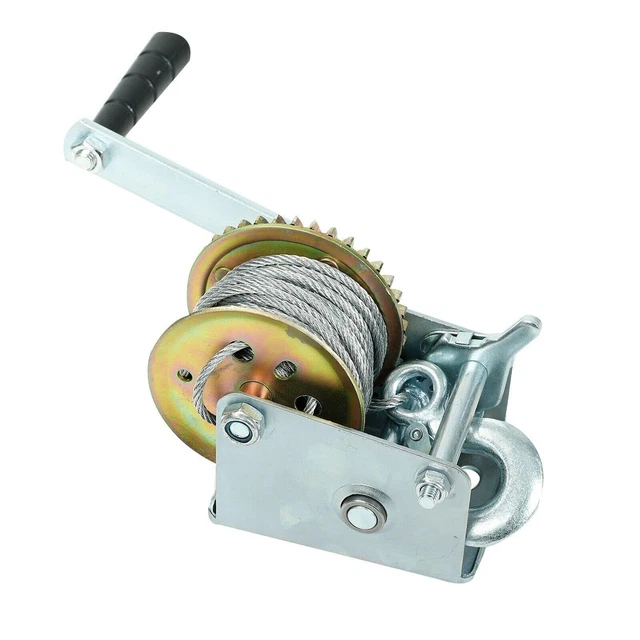600 lbs Hand Winch Heavy Duty Steel Cable Crank Gear Winch ATV Boat Trailer witn