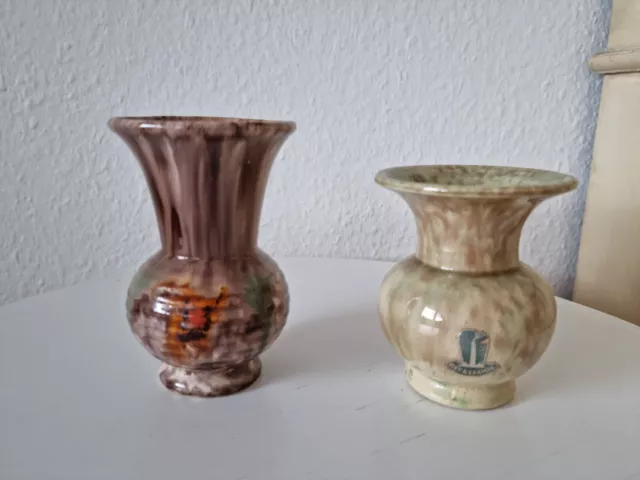 ♥ 2x Vase grün braun Jade mint Jasba Bay Keramik verlauf 50er 60er 70er vintage 