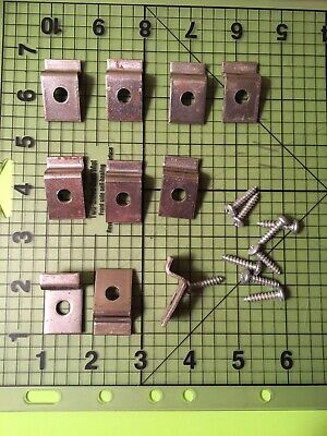 10 Metal mounting brackets, 90° angle 3/4” wide 1” long before corner, 1/4” deep