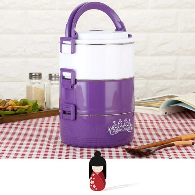 1 pieza cajas de almuerzo térmicas de plástico para microondas contenedor portátil de alimentos acero inoxidable