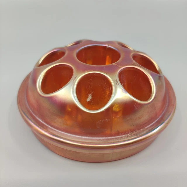 Vintage Marigold Carnival Glass Flower Frog