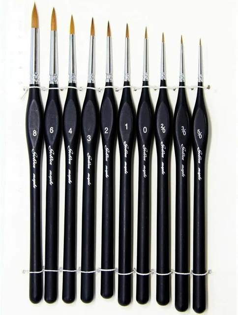 Pennelli Acquerello,Set Pennelli Pittura Per Acquerello Olio e Nail Art,10 Pezzi