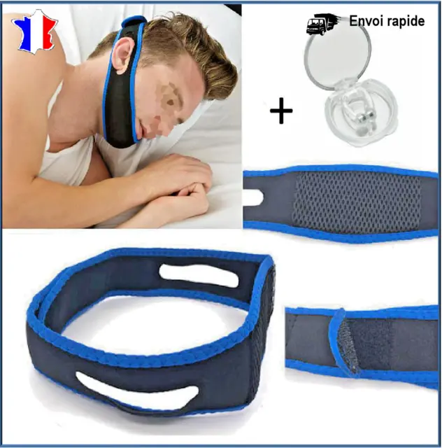 Bande élastique ceinture anti-ronflement apnée du sommeil + Nose clip Clip Nez