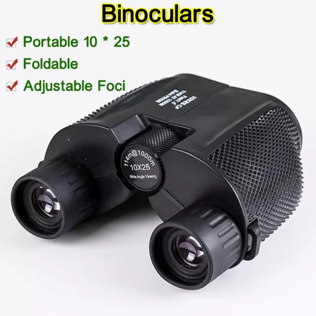 Portable Foldable 10 * 25 Binoculars,Outdoors Telescope with Adjustable foci