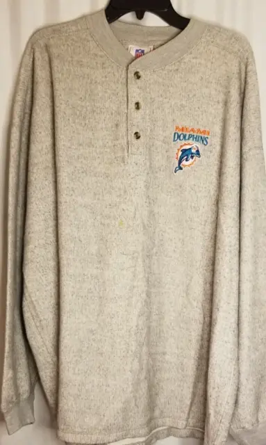 3XL Miami Dolphins Pullover Shirt Button Embroidered Logo Soft Fleece Feel NFL